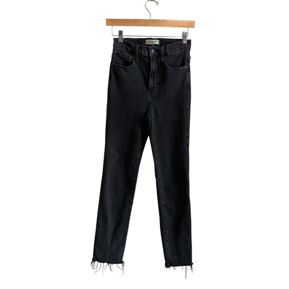Madewell Washed Black Raw Hem High Rise The Perfect Vintage Jean 25 Tall Long - Picture 3 of 8